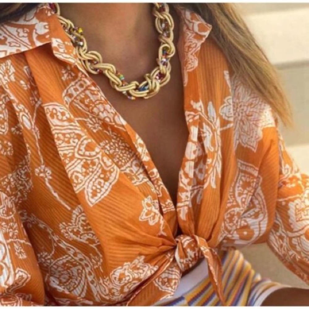 🪴 Zara 🪴 Terracotta Floral Cropped Top